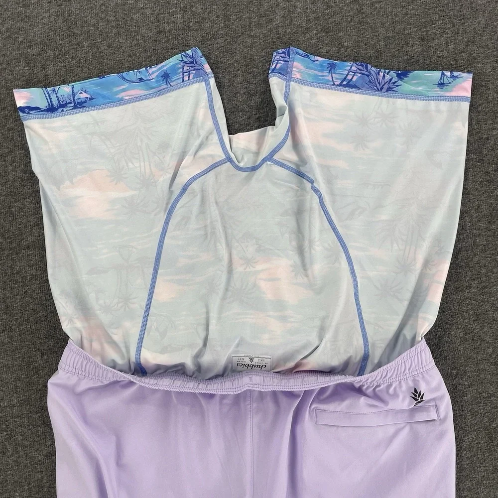 Chubbies Swim Trunks Mens XXL Purple Hawaiian Boxer Brief Lined Logo 5.5